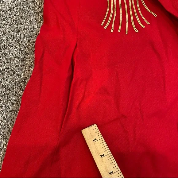 Vintage 80s Red Blazer with Gold Tassel Embroidery, Power Dressing, Women's LG - Picture 7 of 7